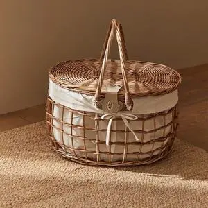 Storage Woven Basket for Picnics - Fruit and Vegetable Basket - Home Living Room Storage Basket Desktop Woven Handbag Basket
