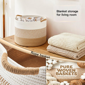 Large Cotton Rope Basket, Decorative Woven Blanket Storage Boho Toy Storage Toy Box For Kids, Versatile Nursery Hamper
