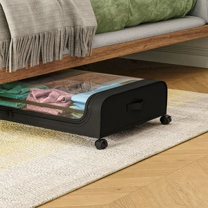 New Under-Bed Storage Box with Removable Cloth Cover Carbon Steel 36L Capacity Simple Design for Clothes and Shoes Storage