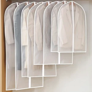 Wholesale Clothes Dust Cover, Household Use, Washable, Thickened, Transparent, Clothes Hanging Pocket, Waterproof Clothes Cover