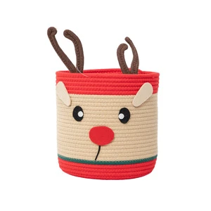 Christmas Cotton Rope Weaving Storage Basket Household Large Capacity Christmas Storage Bucket Snacks and Toys