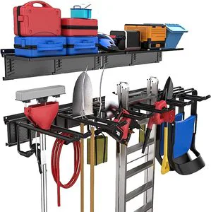 Heavy Duty 48-Inch Steel Garage Storage Organizer Systems Wall Mount Overhead Shelving with Tool Racks Metal Material
