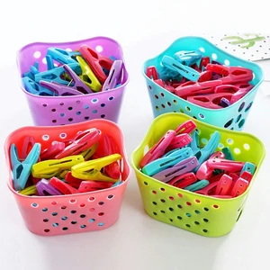 Plastic Clothing Clip 30 Clips Set With Basket Large Plastic Clothes Peg Clothes Pins With Basket for Clip Clothes Quilt