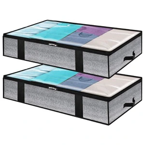 Large Foldable Zippered Organizer Thick Breathable Underbed Clothes Storage Bags Bedroom Convenient Foldable Bed Storage Boxes