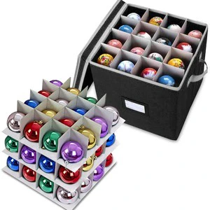 Foldable 64 Christmas Ball Non-woven Fabric Organizer Storage Box With Lid for Christmas Ball ,Toy , Clothing, Snacks