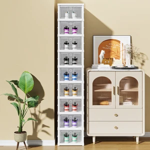 9 Layer Injection Molded Europe Style Foldable Office Organizer Shoe Rack Installation-Free Shoe Cabinet PP+HIPS+GPPS Material