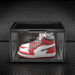 Sound Activated Plastic Led Shoe Box Container Magnetic Custom Giant Transparent Led Shoe Boxes Stackable Led Shoe Storage