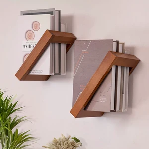 2 Pack Wood Wall Mounted Book Shelves Minimalist Floating Display & Storage Rack for Kitchen Bathroom Living Room