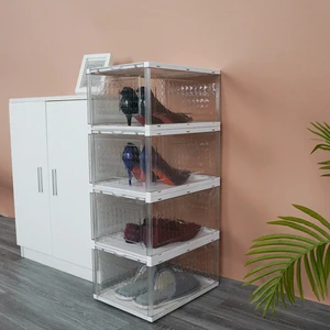 Wholesale Foldable Plastic Home Shoe Box Transparent Stackable Detachable Shoe Storage Transparent Boxing