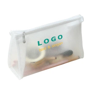 Wholesale Korea Style Travel Waterproof Organizer Skin Care Toilet Wash Zippered Bag Store Logo Printed Custom Cosmetic Pouch