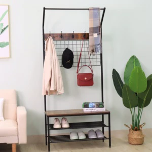 N in 1 Coat Rack Garment Rack Freestanding Hanger Bench Shoe Storage 5 Coat Hook Corner Hall Tree Bedroom/Living Room Modern