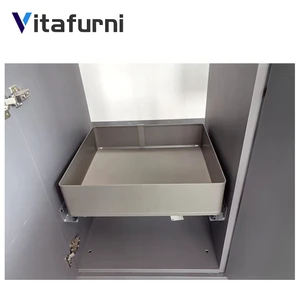 Vitafurni New Arrivals Kitchen Cabinet Accessories Metal Pull Out Drawer Organizer Slide Tray Shelf Square Grey Storage Basket