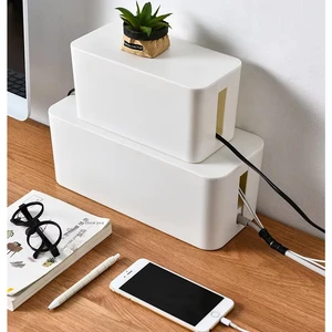 2 Sizes Plastic Wire Cable Organizer Storage Power Strip Management Junction Box with Bamboo Lid