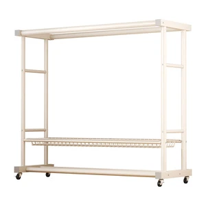 Best-selling Metal Multi-functional Indoor Living Room Bathroom Bedroom Mobile Coat Hat Storage Racks Wheels Clothes Hangers