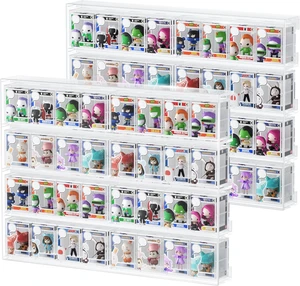 Clear Acrylic Modern Four-Tier Display Stand Wall-Mount Stackable Collectible Organizer Dustproof Toy Figure Storage Shelf