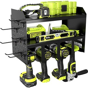 4 Layer Floating Power Tool Pegboard Storage Durable Drills Tools Holder Metal Heavy Power Organizer Garage Wall Mounted Racks