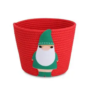 Christmas Santa Gnome Storage Basket Red Cotton Rope Foldable for Kids Toys Holiday Home Decor CPC Certified Custom Low MOQ