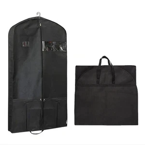 Hot Selling Non-Woven Moisture-proof Dust-proof Garment Dust Cover with Mesh Pocket Zipper Closure Dress Jacket Garment Bag