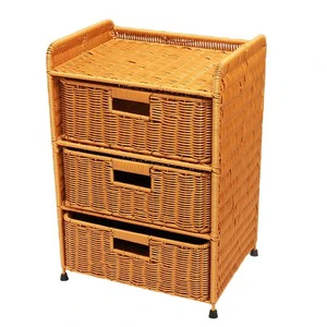 Plastic Woven Bedside Cabinet Modern Simple Multifunction Storage Organizer for Household Use