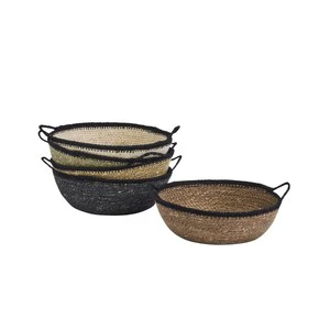 New Arrival Handwoven Braided Seagrass Storage Basket Round Shape Sustainable Organizer Basket Wholesale Bulk Supplier