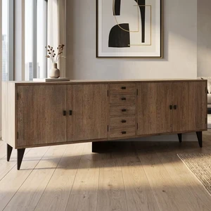Asuro Modern Teak Solid Wood Dresser Scandinavian Design Chest 9 Drawers Eco-Friendly Natural Finish Commercial Grade Basement