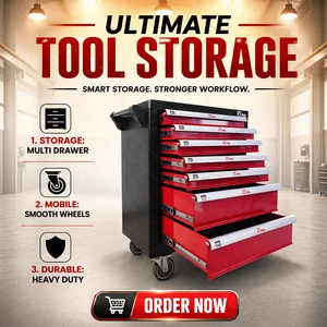 RTTOOL ODM 7 Drawers Tool Trolley Metal Workshop Garage Storage Tool Cabinet Garage Storage Tool Cabinet