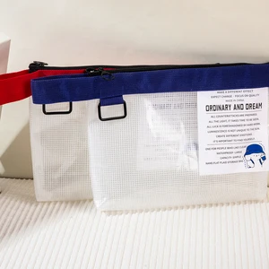 Custom Logo Mesh Travel Transparent Waterproof EVA Book Pouch Zipper Cosmetic Bag Clear Toilet Wash Bag