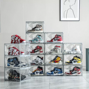 Custom Shoe Box Stackable Acrylic Shoe Box Magnetic clear Shoe Boxes Stackable