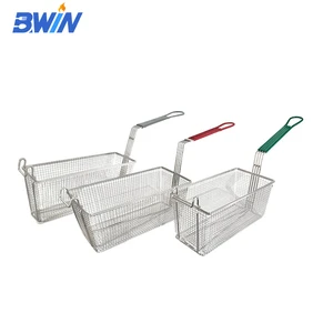 Commercial Restaurant Stainless Steel Wire Mesh Open Frying Basket Deep Fryer with Handle Hanging Hook for Colanders Strainers