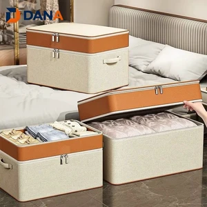 DANA Extra Large Storage Bag with Lid New Two-layer Non-woven Storage Bag Foldable Clothing Storage Box Household
