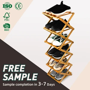 WDF Factory Supply Zapateras Organizador Shoe Rack Chair Sapateira De Madeira Bamboo Foldable Shoe Rack For Daily House Use