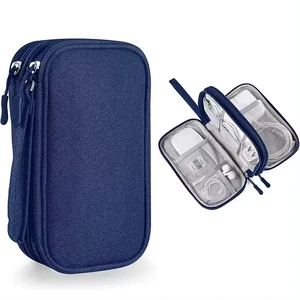 Electronic Organizer Bag Portable Double-Layers Cable Organizer Case Electronic Accessories Storage Bag
