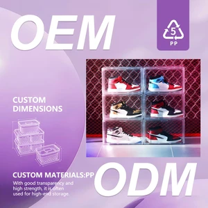 JX Transparent Plastic Shoe Box Storage Container Thickened Magnetic Side-open