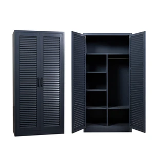 Modern Metal Louvered Door Storage Cabinet Steel Almirah Locker Large-capacity Vertical Wardrobe For Bedroom And Office Storage