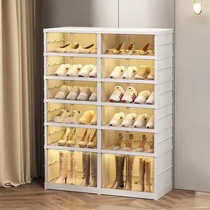 BSCI Factory Wholesale Shenghoo Brand Foldable Rectangle Plastic Injection Shoe Rack Cabinet 10kg Load Capacity 87x34.5cm