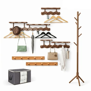 Luxury Customized Color Wooden Wall Mounted European Style Coat Rack with Sleek Design for Living Room Clothing Storage
