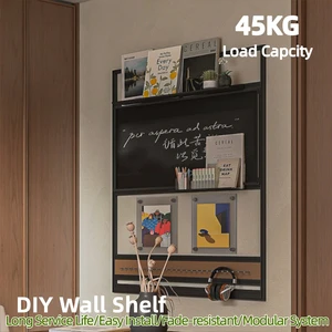 2026 New Design Luxury Black Aluminium Alloy Multi-Tier Organizer Rack Floating DIY Wall Shelves for Living Room Household