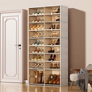 Adjustable Folding Shoe Box with Dustproof Magnetic Doors Ideal for Sneaker and Boot Storage