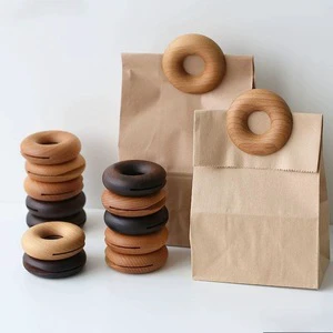 Creative Wooden Sealing Doughnut Shape Clip Bag Sealer Walnut Wood Beech Wooden Clip for Snack Bags