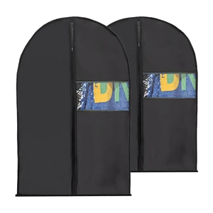 Customized Black Clothing Covers Waterproof Clothes Dust Cover Coat Suit Dress Protector Organizer Hanging Garment Bags