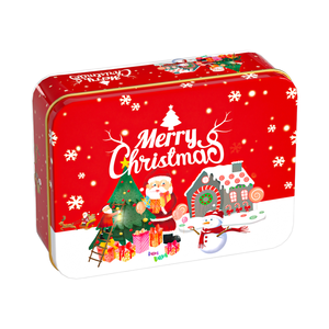 Festive Square Metal Storage Tin With Christmas Design Custom Logo Container for Snack Cake and Cookie Storage