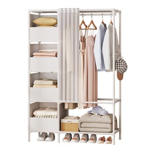 Durable Metal Home Coat Rack Simple Bedroom Storage Wardrobe for Living Room for Foreign Trade Rental Rooms Clothes Closet