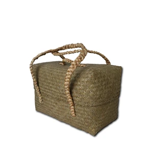 Handwoven Eco-Friendly Water Hyacinth Hanging Storage Basket Braided Handles 6-10L Capacity for Kitchen Wardrobe Tools Clothing
