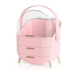 Makeup Organizer, Clear Cover Cosmetics Organizer with Two Tier Storage Box, SkinCare Organizers for Bathroom Countertop
