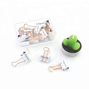 19mm Cute Happiness White Custom Binder Clip With Rose Gold Handle