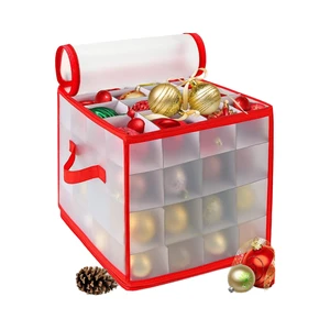PVC Christmas Storage Box Eco-Friendly Washable Foldable Portable Stackable Cube Two Handles Double-Sided Trays Durable Zippers