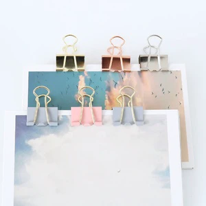 Office Supplies Morandi Color Metal Binder Clips 25MM in Box 14 Packs