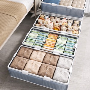 Bedroom Clothes Collapsible Cabinet with Lids Under Bed Organizer Box Storage Foldable Plastic Bins Stackable Container