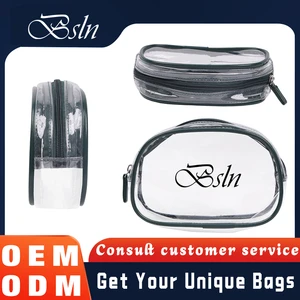 BSLN Fashion Clear PVC Waterproof Travel Makeup & Cosmetic Bag with Zipper Closure Capacity Face Application Hanging Design