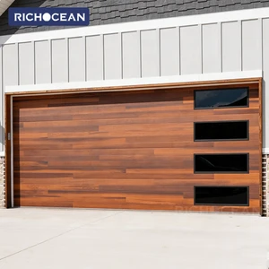 Modern Insulated Sandwich Panel Overhead Sectional Steel Foam Aluminum Automatic Windproof Full View Garage Door